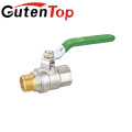 Guten top 1/2 inch long stem brass male thread nickle plated ball valves for green Lever handle